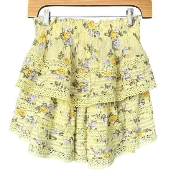 Aerie Rock 'n' Ruffle Floral Ruffle Tiered Mini Skirt XS Boho Fairy Coquette Y2K - Picture 3 of 9